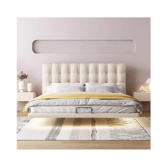 Cloud soft-cream floating bed frame