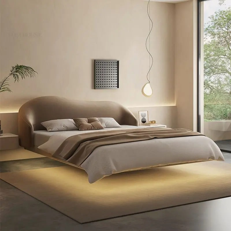 Raha - Modern floating bed with curved backboard