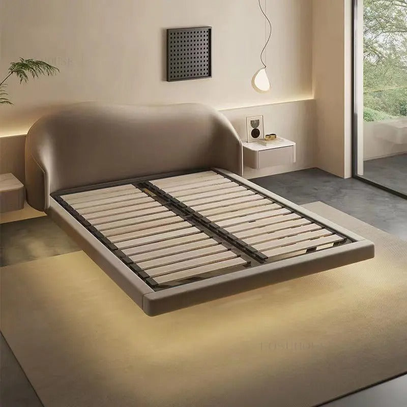 Raha - Modern floating bed with curved backboard